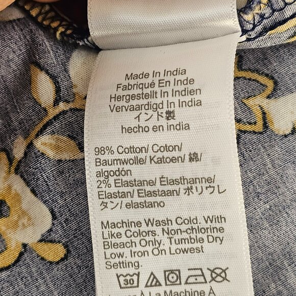 J. Crew Women Blouse Poplin Ruffle Size M Navy Floral Button Up Long Sleeve - Picture 8 of 11